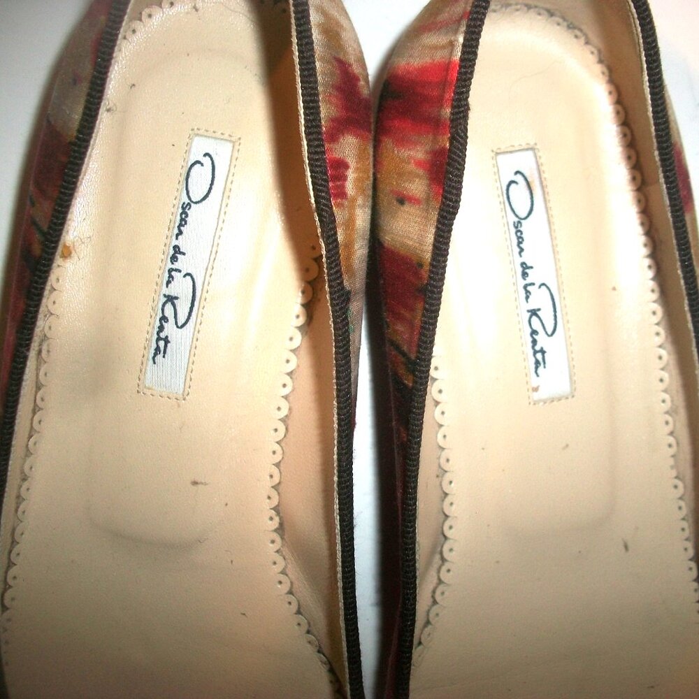 Oscar de la Renta Vintage Eighties Silk Print Ballet Flats - Picture 4 of 8